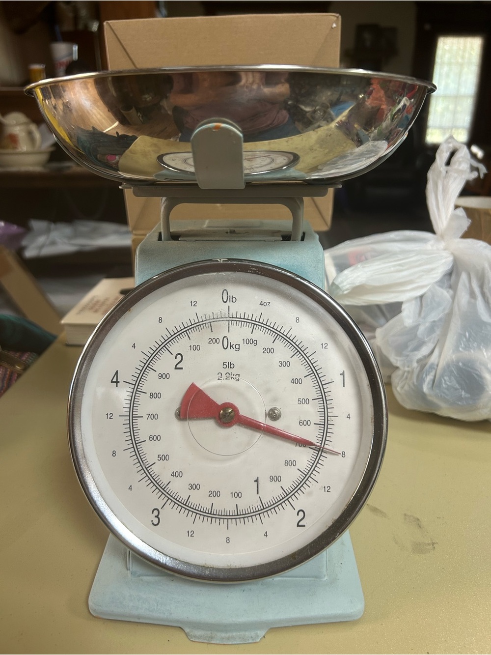 Vintage Style Kitchen Scale in Light Blue Decor